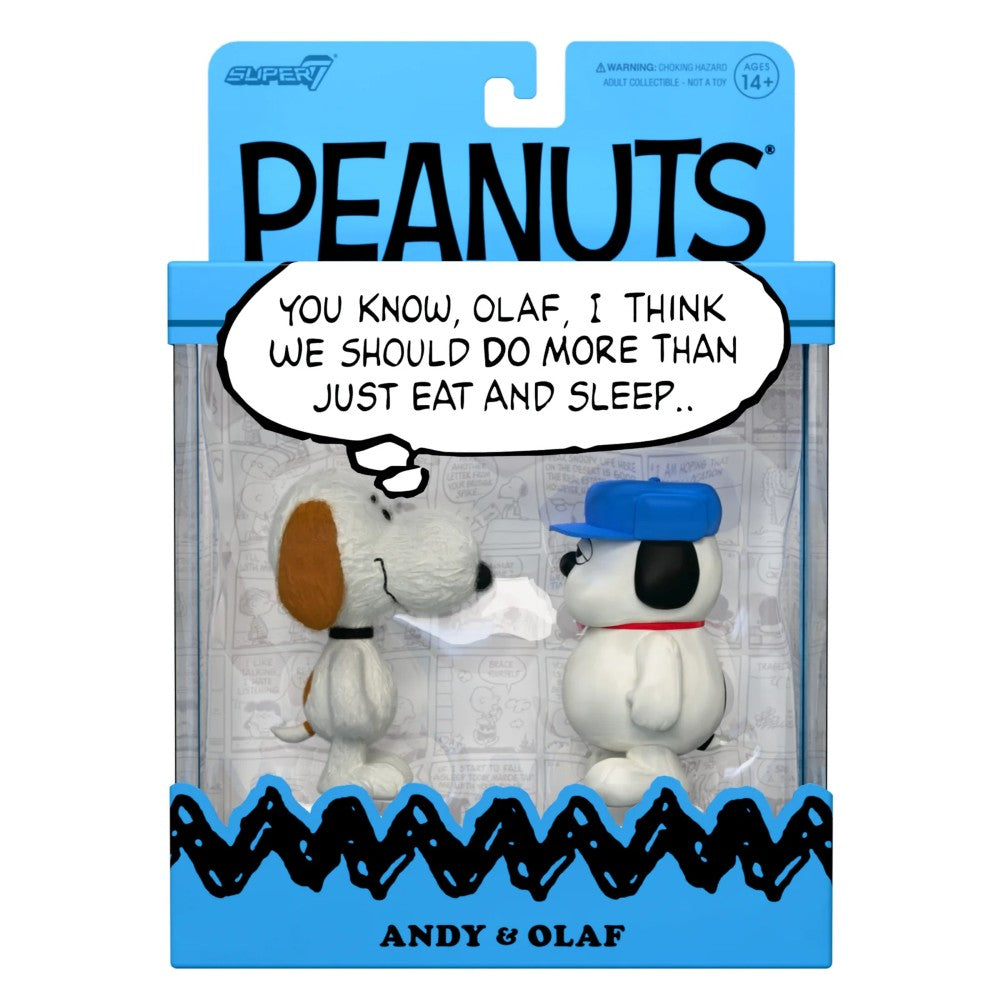 Olaf and Andy Peanuts ReAction Figures 2-Pack Super7 Collectible Figure Set new in box with speech bubble packaging