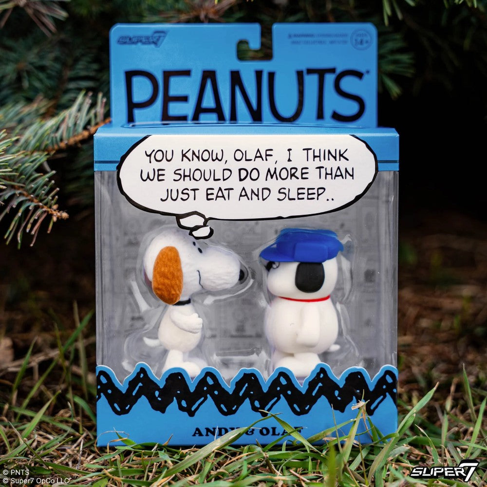 Olaf and Andy Peanuts ReAction Figures 2-Pack Super7 Collectible Figure Set new in box with speech bubble packaging