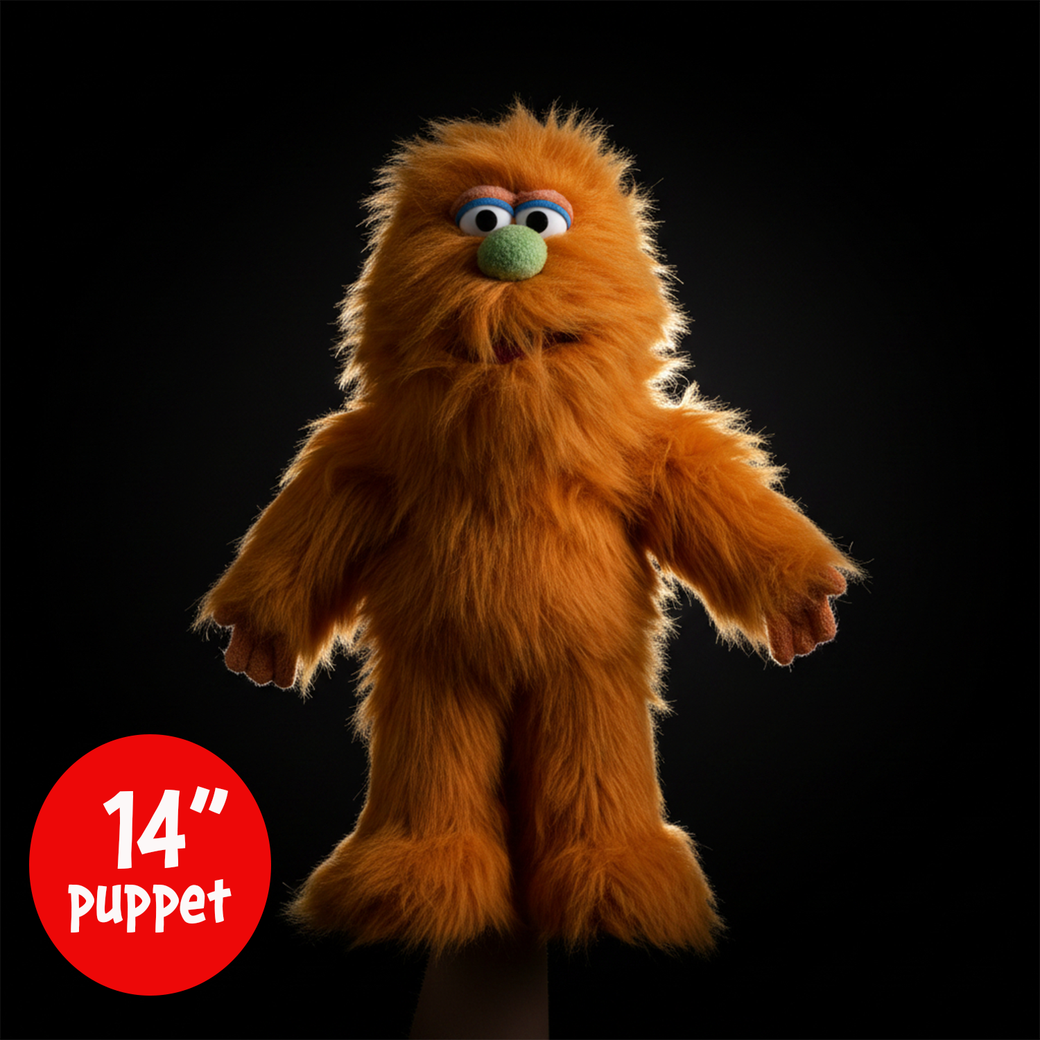 Silly Puppets Frazzle Orange Monster Puppet - 14" Furry Puppet with Movable Mouth, Hand by Silly Puppets new condition