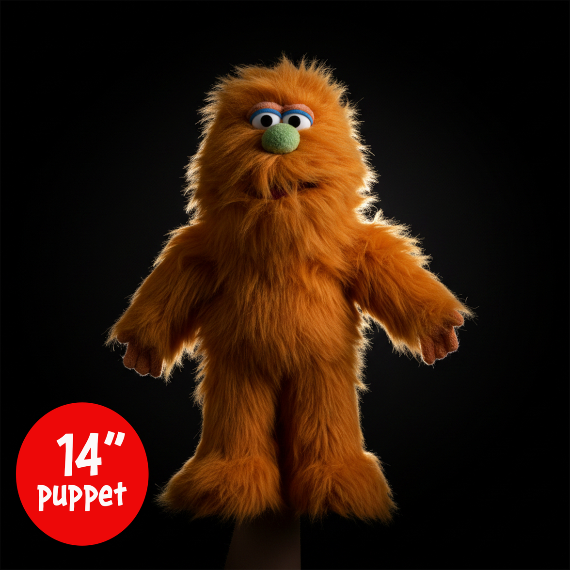 Silly Puppets Frazzle Orange Monster Puppet - 14" Furry Puppet with Movable Mouth, Hand by Silly Puppets new condition