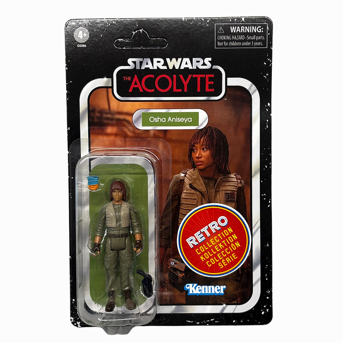 Osha Aniseya Star Wars Retro Collection Action Figure 1:18 Scale Acolyte by Kenner in blister packaging