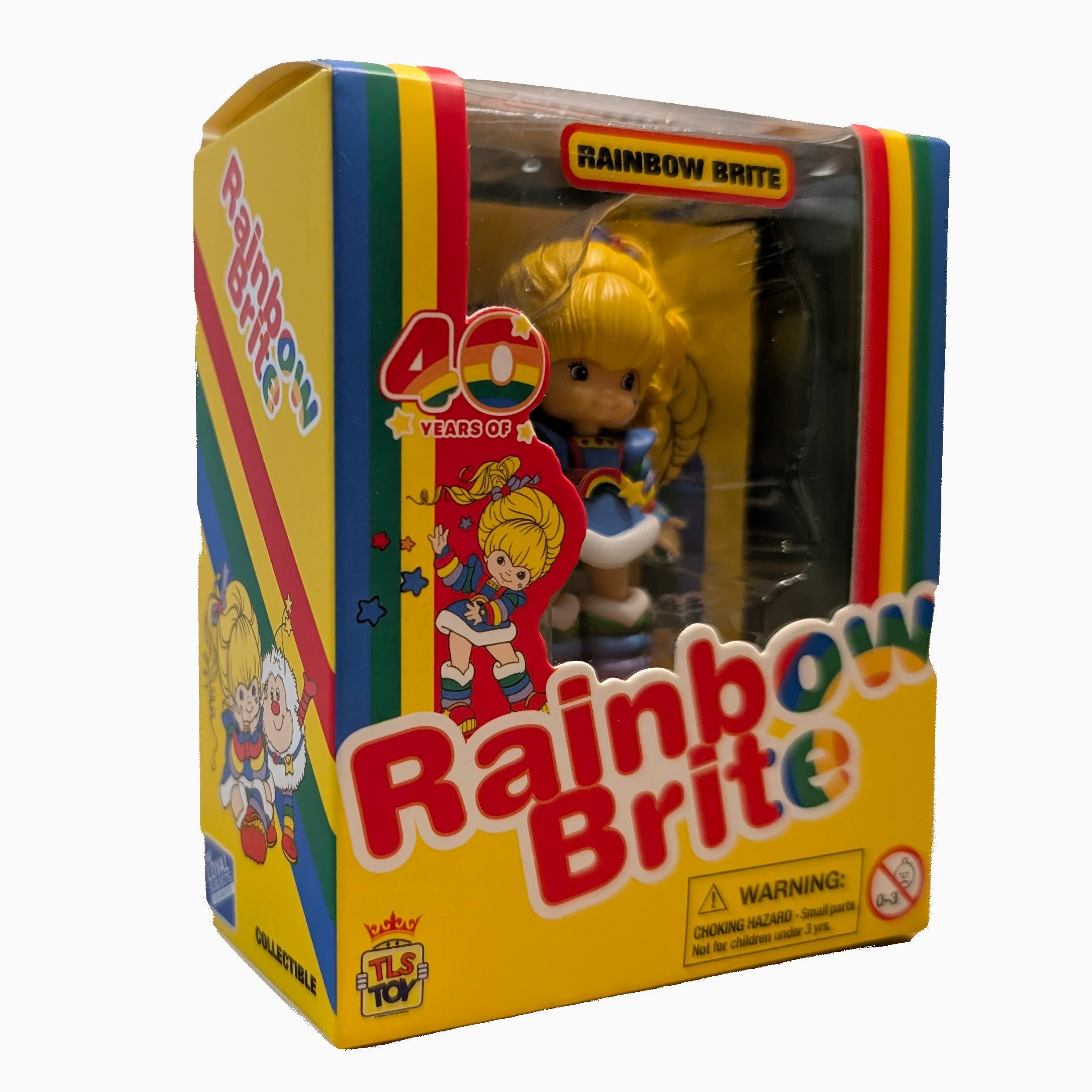 3-inch Loyal Subjects Rainbow Brite collectible figure in yellow 40th anniversary packaging with rainbow stripes