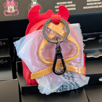 Loungefly Disney mini backpack bag charm featuring Devil Donald Duck with red horns and fiery red backpack