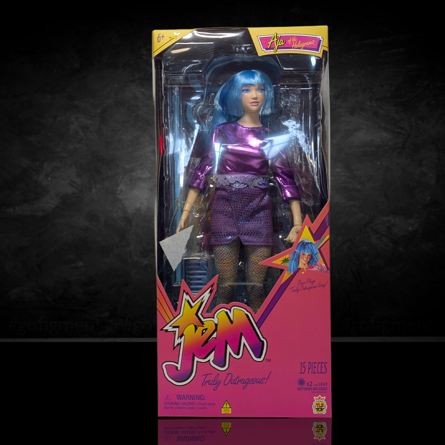 Jem and the Holograms Aja Leith 12-Inch Fashion Doll The Loyal Subjects 2025 new in box with metallic purple outfit and blue hair