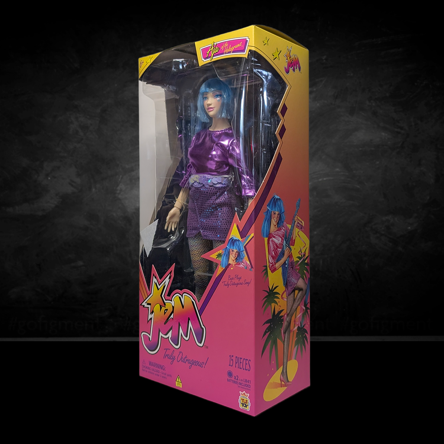 Jem and the Holograms Aja Leith 12-Inch Fashion Doll The Loyal Subjects 2025 new in box with purple metallic outfit and blue hair