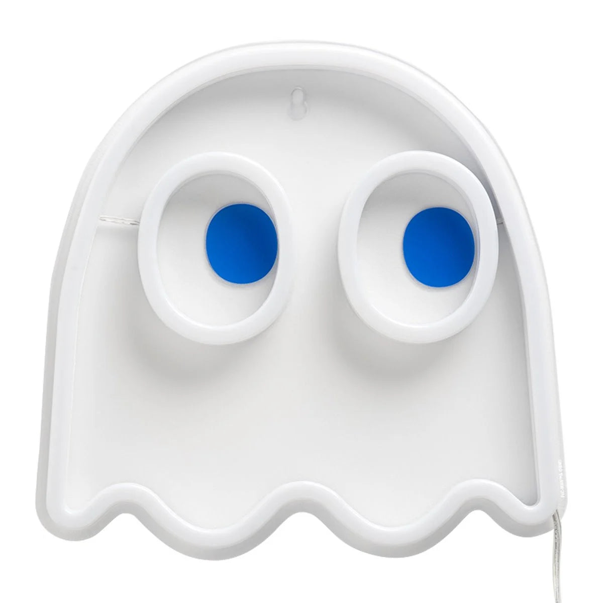 Pac-Man Ghost Wall Mountable LED Neon Light in white with blue eyes by Go Figment retro gaming decor collectible