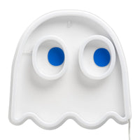 Pac-Man Ghost Wall Mountable LED Neon Light in white with blue eyes by Go Figment retro gaming decor collectible