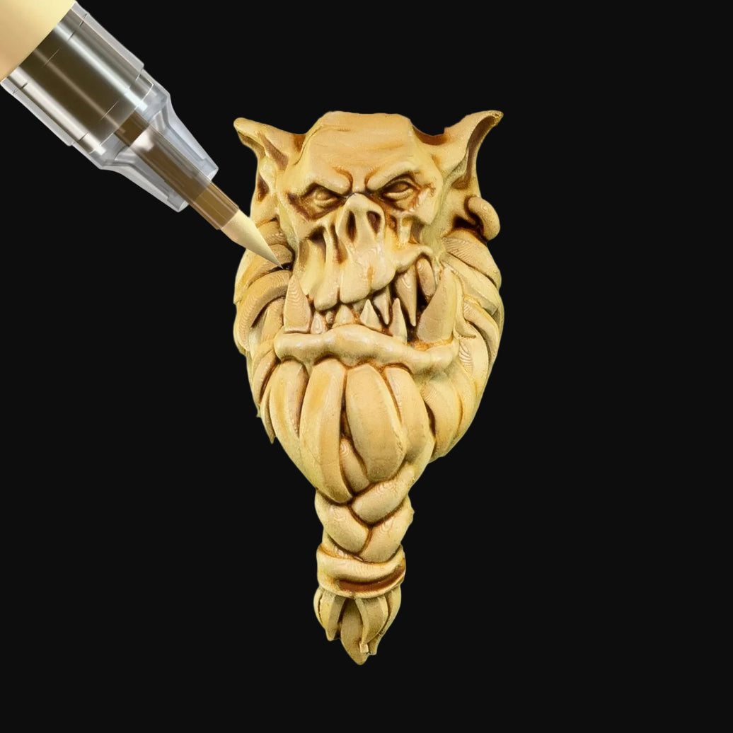 Pallid Bone Army Painter Speedpaint Marker - One-Coat Miniature Paint SM1021P applying pale bone tones on fantasy miniature face by Army Painter