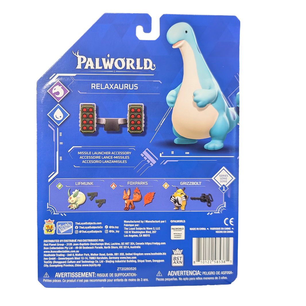 Relaxaurus 4" Palworld Series 1 Premium Action Figure by The Loyal Subjects with missile launcher accessory