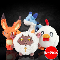 Four plush toys including a fox, sheep, chicken, and dragon from Palworld Pals Chillet Lamball Foxparks Chikipi 7-8" Small Plush Series 1 U-Pick