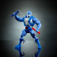 Mattel Panthro 6-inch action figure in blue armor wielding flail from Masters of the Universe ThunderCats cross-over series