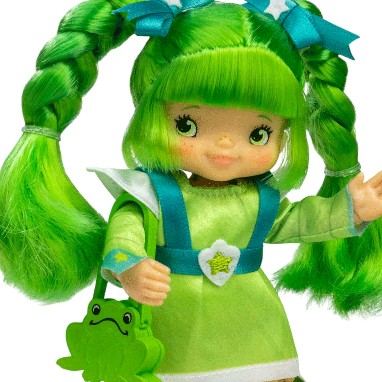 Loyal Subjects Patty O'Green SDCC 2025 exclusive figure with green braided pigtailsstar emblemand frog purse accessory