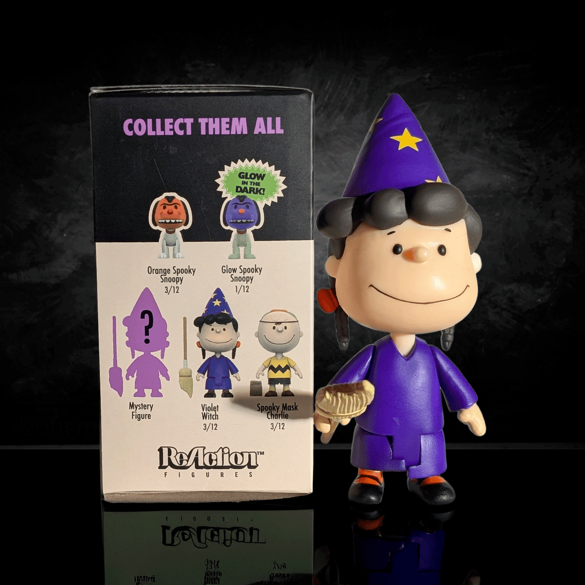 Go Figment Peanuts Halloween ReAction figure of Violet Witch in purple costume with magic wand and star hat