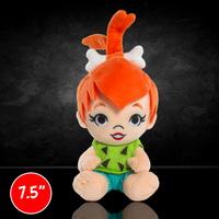 Pebbles Flintstone Phunny Plush: Adorable 7 1/2-Inch Stone Age Daughter Collectible by Kidrobot sitting with bright orange hair and green outfit