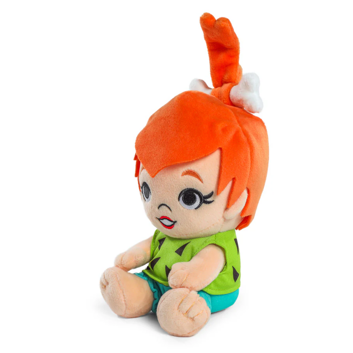 Pebbles Flintstone Phunny Plush: Adorable 7 1/2-Inch Stone Age Daughter Collectible by Kidrobot sitting with bright orange hair and green outfit