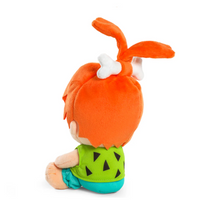 Pebbles Flintstone Phunny Plush: Adorable 7 1/2-Inch Stone Age Daughter Collectible by Kidrobot with bright orange hair and green outfit seen from back