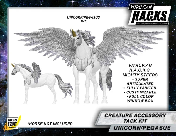 Mighty Steeds -Bright Pegasus & Unicorn Kit Action Figure Accessories by Boss Fight Studio Llc new in box super articulated