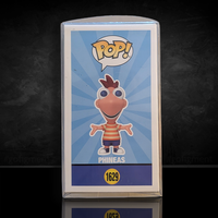 FUNKO Phineas Funko Pop! vinyl figure #1629 featuring cartoon character with striped shirt on blue background