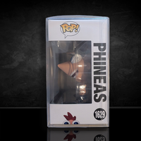 Phineas Funko Pop! vinyl figure #1629 in clear window box with character and logo details on white packaging