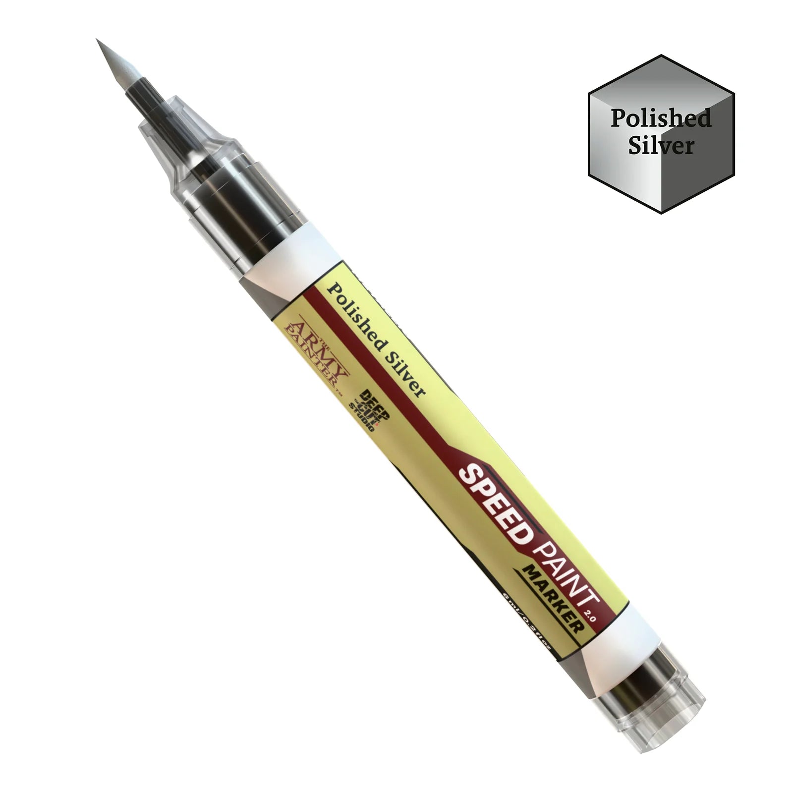 Polished Silver Army Painter Speedpaint Marker - One-Coat Metallic Miniature Paint SM1017P by Army Painter for detailed model painting