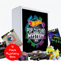 Hot Wheels "Pop Culture" Mystery Box 5 Premium Cars by Mattel with collectible themed toy cars and packaging
