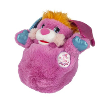 Popples Pancake Limited Edition Plush - 11-Inch Collectible by Go Figment with pink fur, orange hair, and blue metallic ears and paws