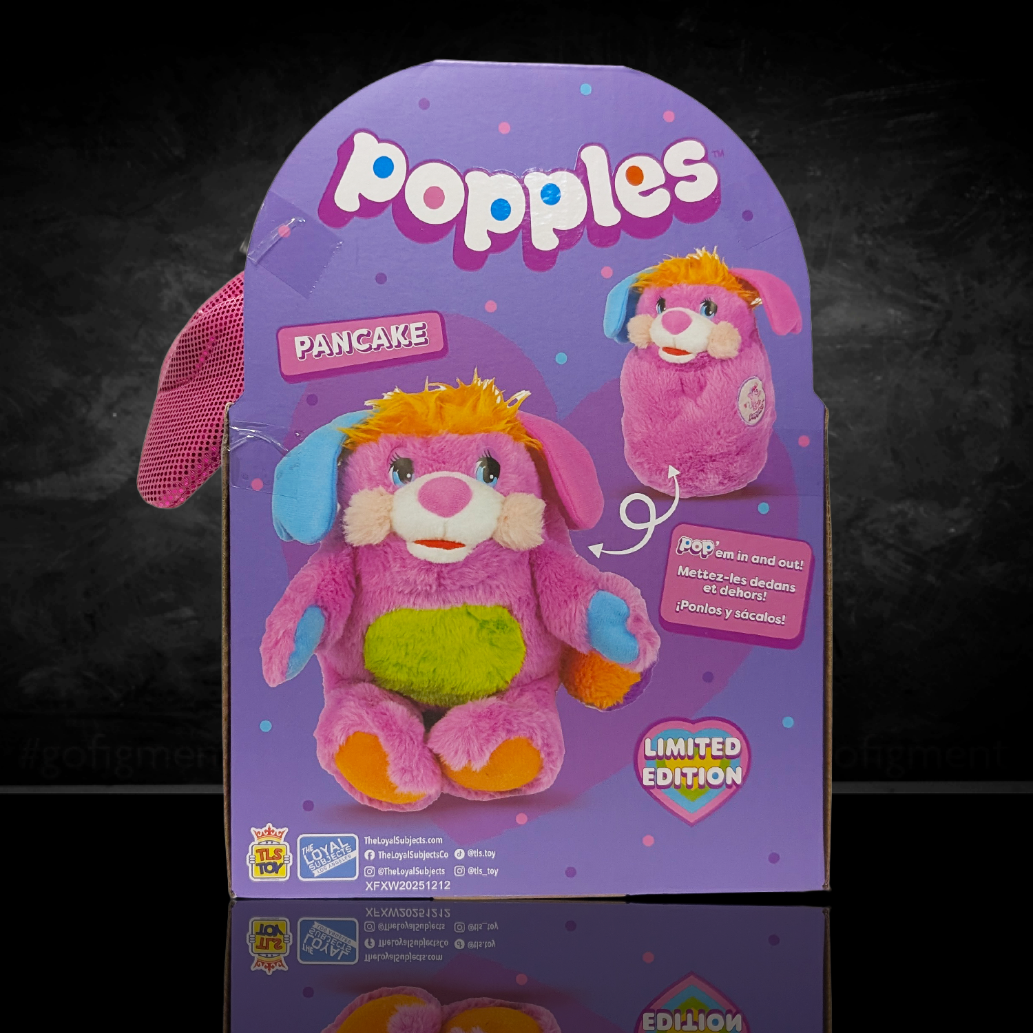 Popples Pancake Limited Edition Plush - 11-Inch Collectible by Go Figment with pink, blue, and green fur, new 2025 release