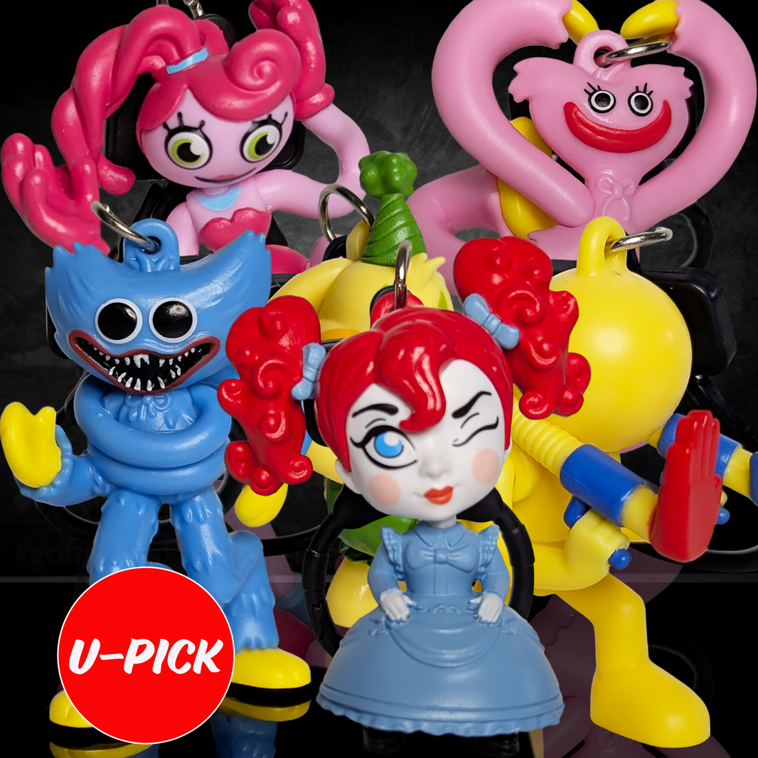 Poppy Playtime Collector Clips Series 1 U-Pick Confirmed Blind Box featuring colorful character keychains by Go Figment