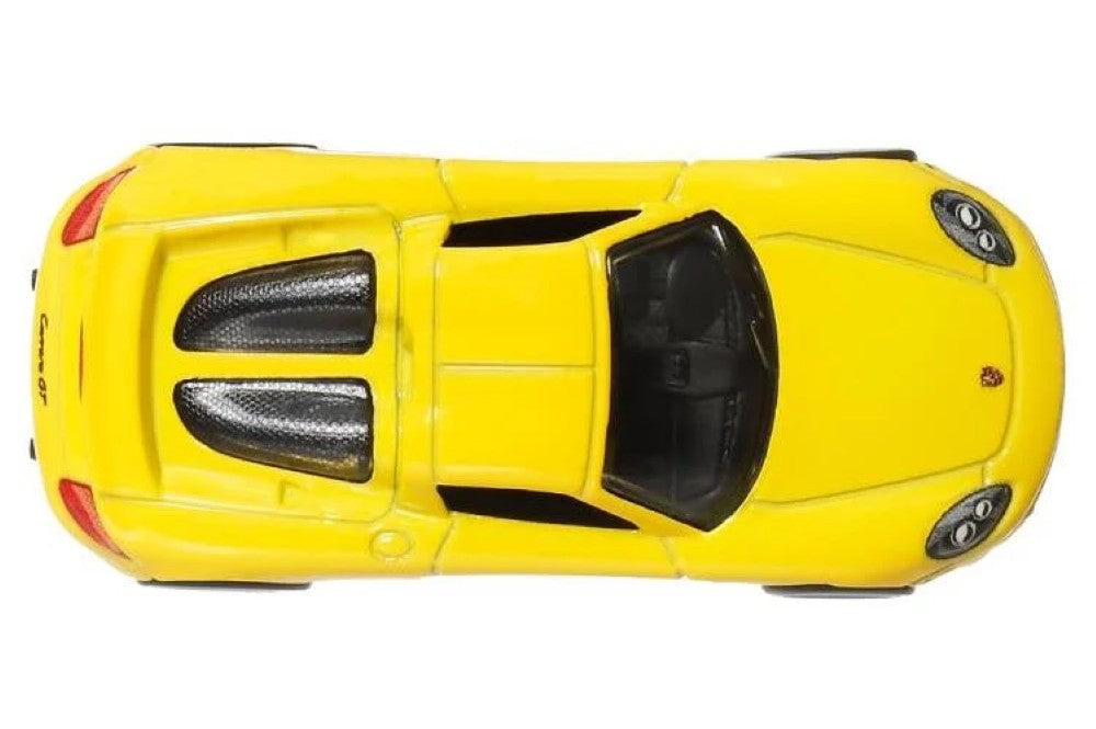 Mattel Hot Wheels Premium Car Culture yellow Porsche Carrera GT 1:64 die-cast collectible top view