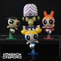 Go Figment 2.5-inch tall vinyl figures of Powerpuff Girls and Mojo Jojo from Cartoon Network collection