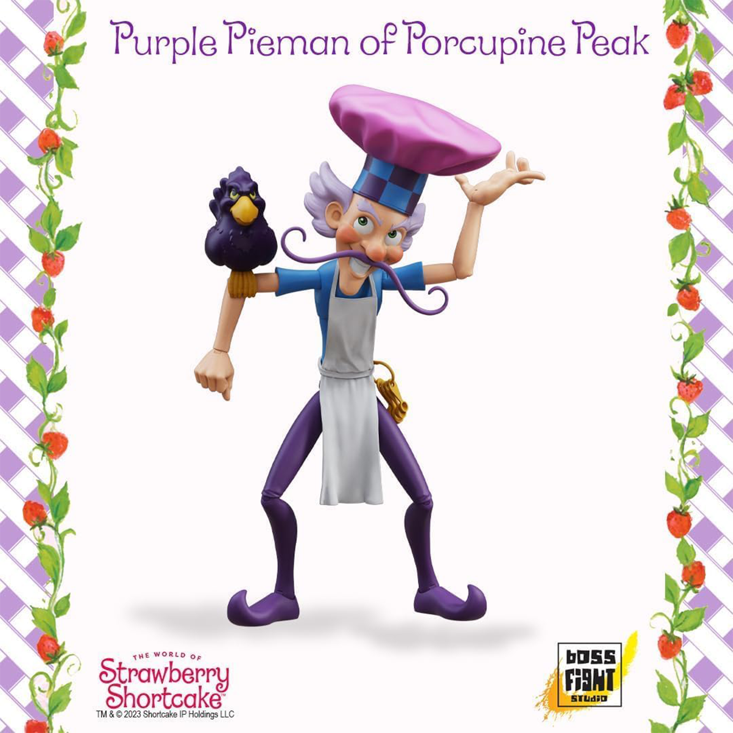 Boss Fight Studio Llc Purple Pie Man deluxe Strawberry Shortcake villain figure with purple chef hat and black bird accessory