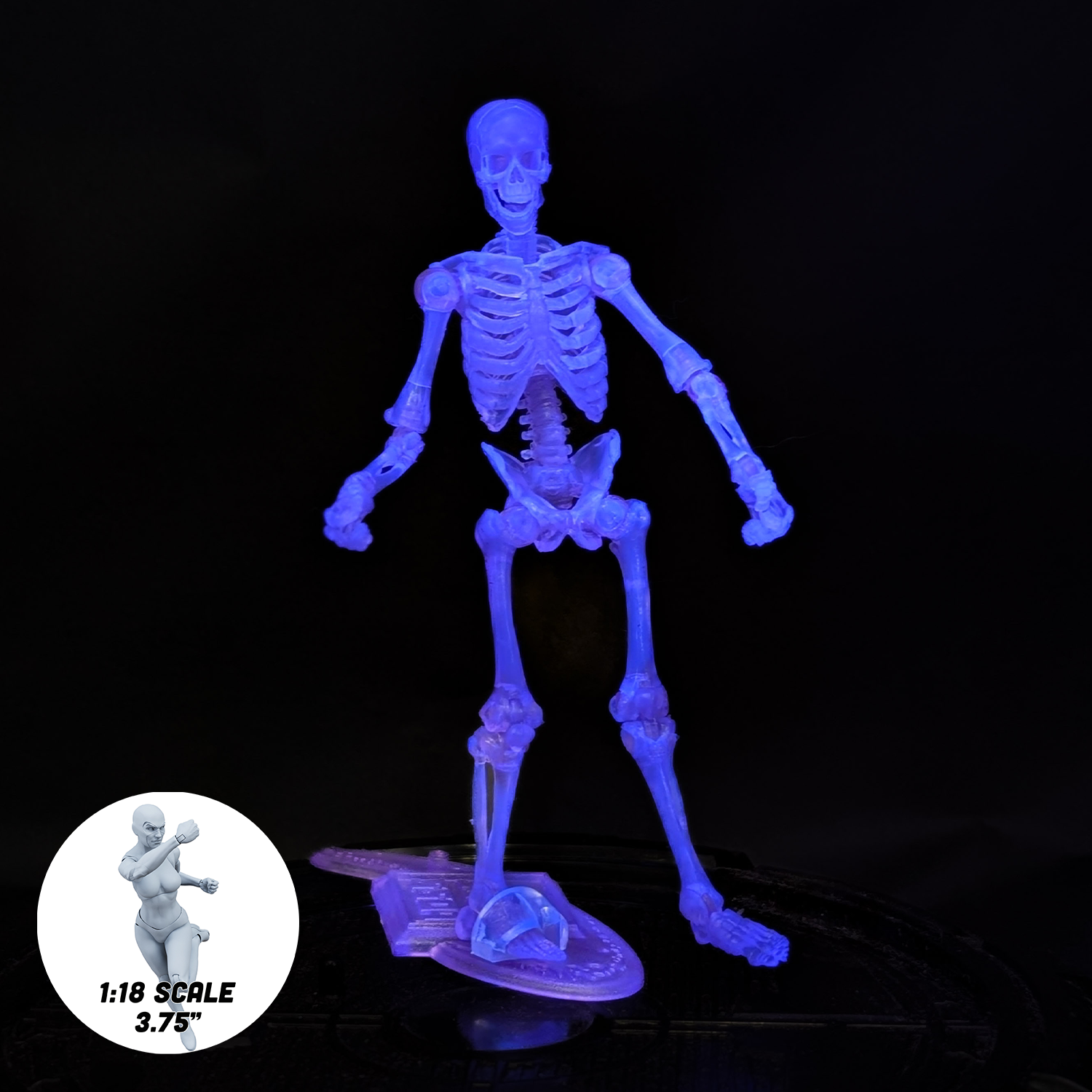 Vitruvian H.A.C.K.S. Purple Translucent Skeleton Blank 1:18 Scale Premium Action Figure - Blacklight Activated by Boss Fight Studio Llc