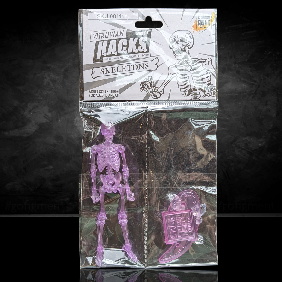 Vitruvian H.A.C.K.S. Purple Translucent Skeleton Blank 1:18 Scale Premium Action Figure - Blacklight Activated by Boss Fight Studio Llc