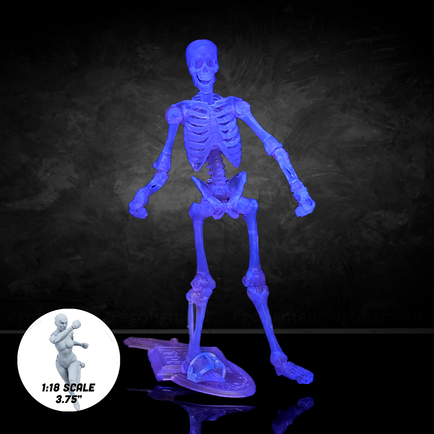 Vitruvian H.A.C.K.S. Purple Translucent Skeleton Blank 1:18 Scale Premium Action Figure - Blacklight Activated by Boss Fight Studio Llc