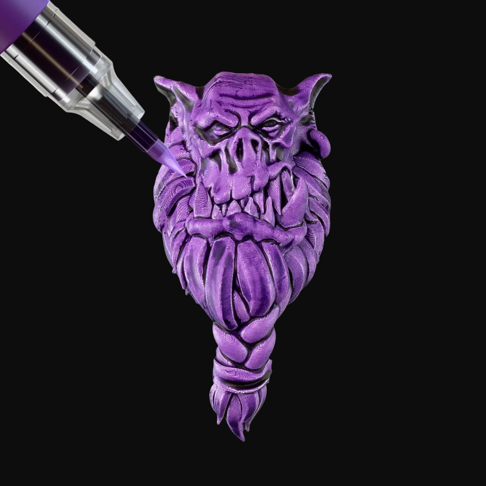 Purple Swarm Army Painter Speedpaint Marker - One-Coat Miniature Paint SM1007P applying vibrant purple on detailed miniature fantasy figure by Army Painter