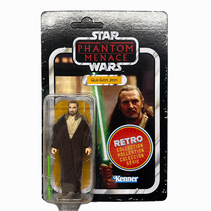 Qui-Gon Jinn Star Wars Retro Collection Action Figure in case Kenner packaged figure with lightsaber