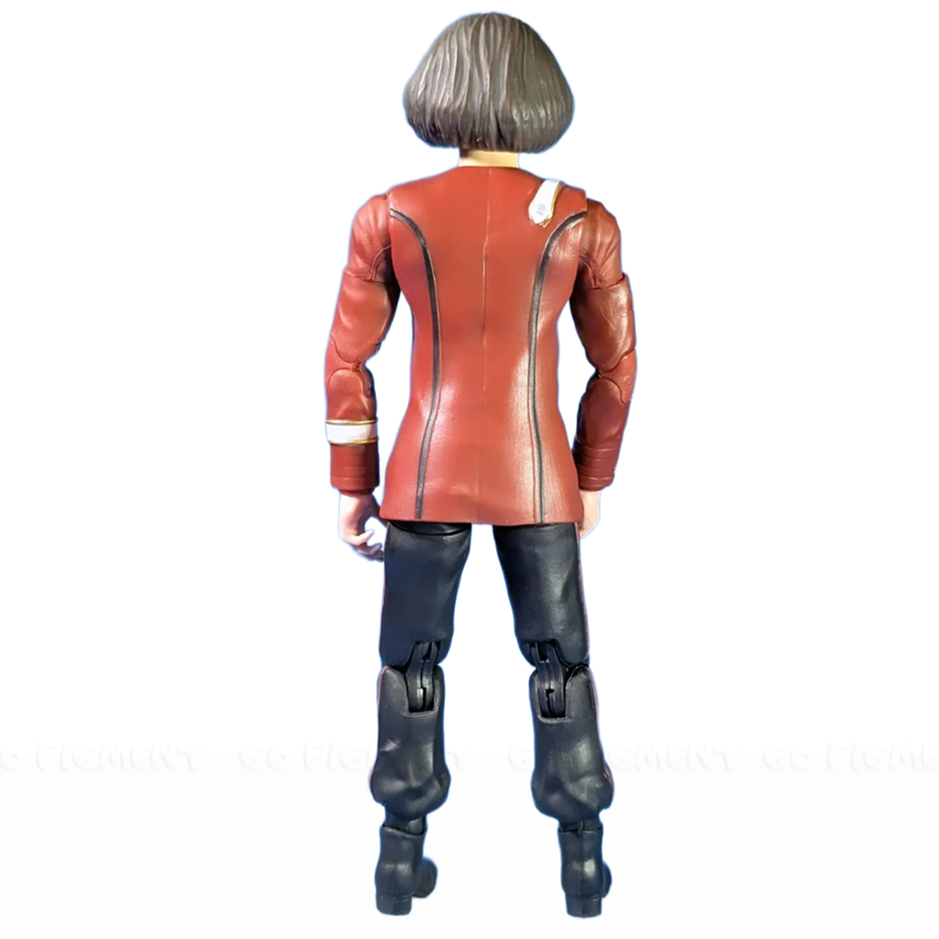 Captain Garrett Star Trek The Next Generation 1/12 Scale Action Figure Nacelle showing back view in red uniform jacket