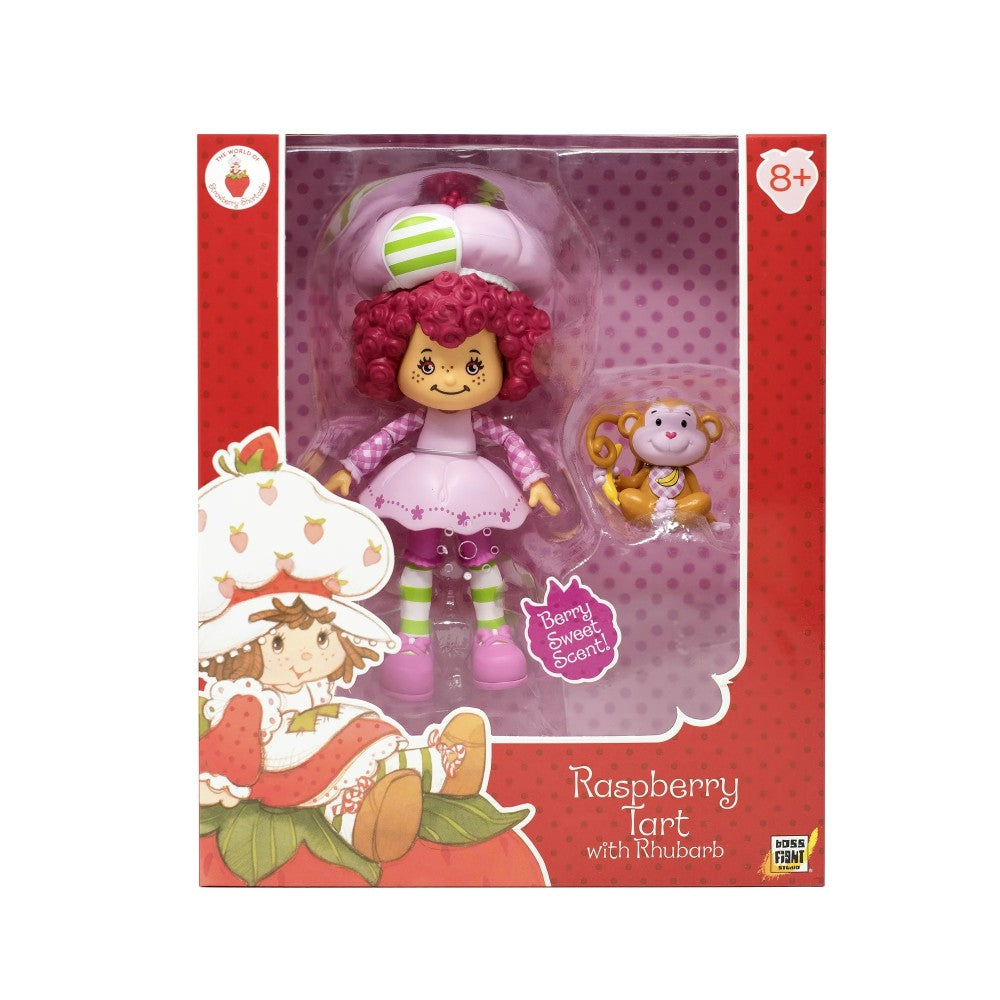 Boss Fight Studio Llc Raspberry Tart articulated figure in pink outfit with curly hair, striped socks, and monkey companion accessory