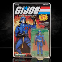 Super7 Cobra Commander action figure with black cape in 3.75-inch ReAction+ retro style packaging