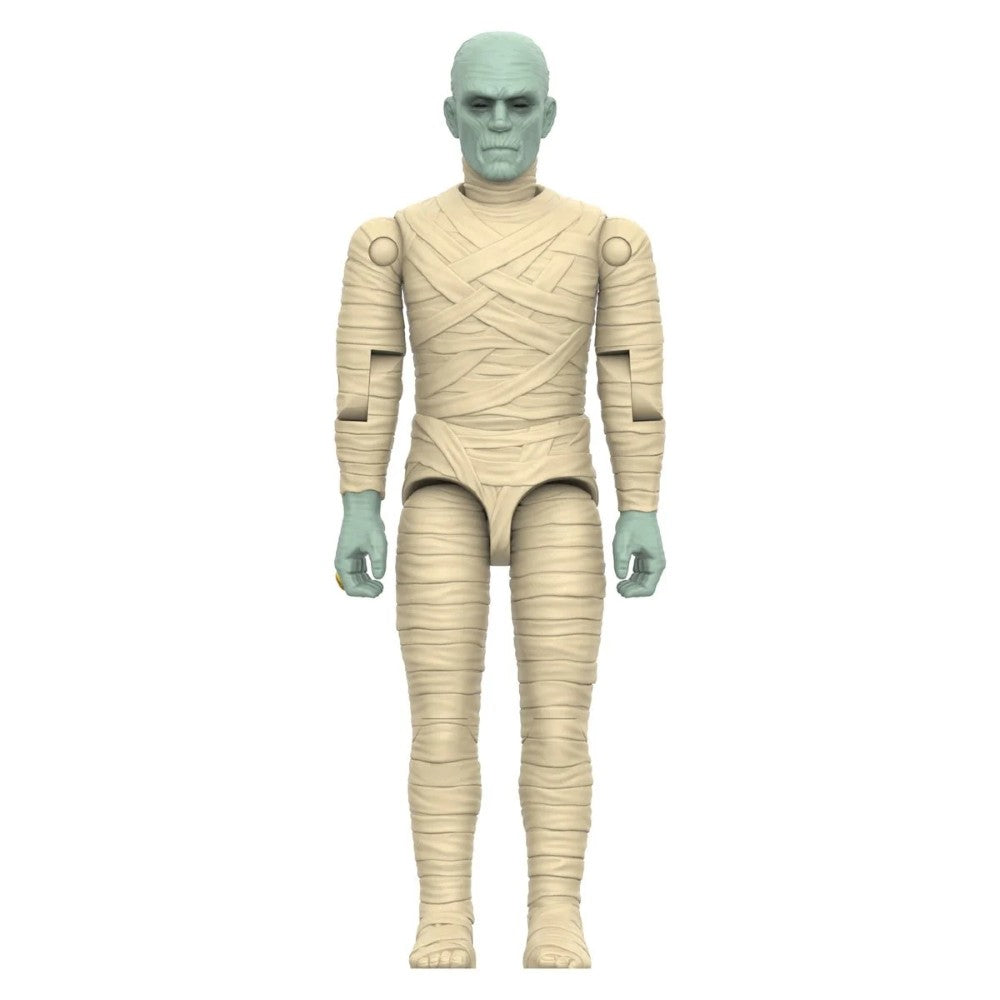 Universal Monsters The Mummy 3 3/4-inch ReAction+ Figure by Super7 with beige bandaged body and green skin tone