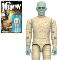 Universal Monsters The Mummy 3 3/4-inch ReAction+ Figure by Super7 with articulated joints and beige bandages, new in box.