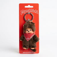 4" Monchhichi Keychain - Classic Boy, Red Handkerchief Mascot - Authentic Plush Mascot, NWT by Sekiguchi