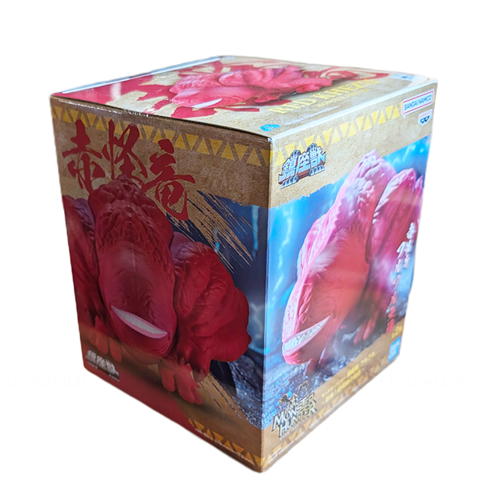 Packaging box featuring Red Khezu Monster Hunter Enshrined Monsters Banpresto Statue collectible toy by Banpresto.