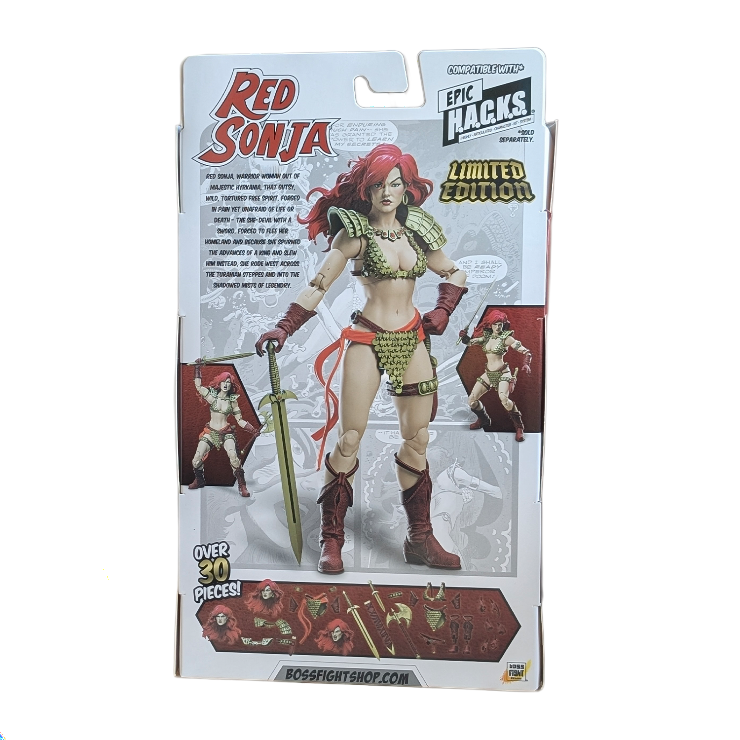 Red Sonja: Gold and Red Limited Edition Epic H.A.C.K.S. 1:12 Scale Action Figure - Boss Fight Studio Llc new in box packaging