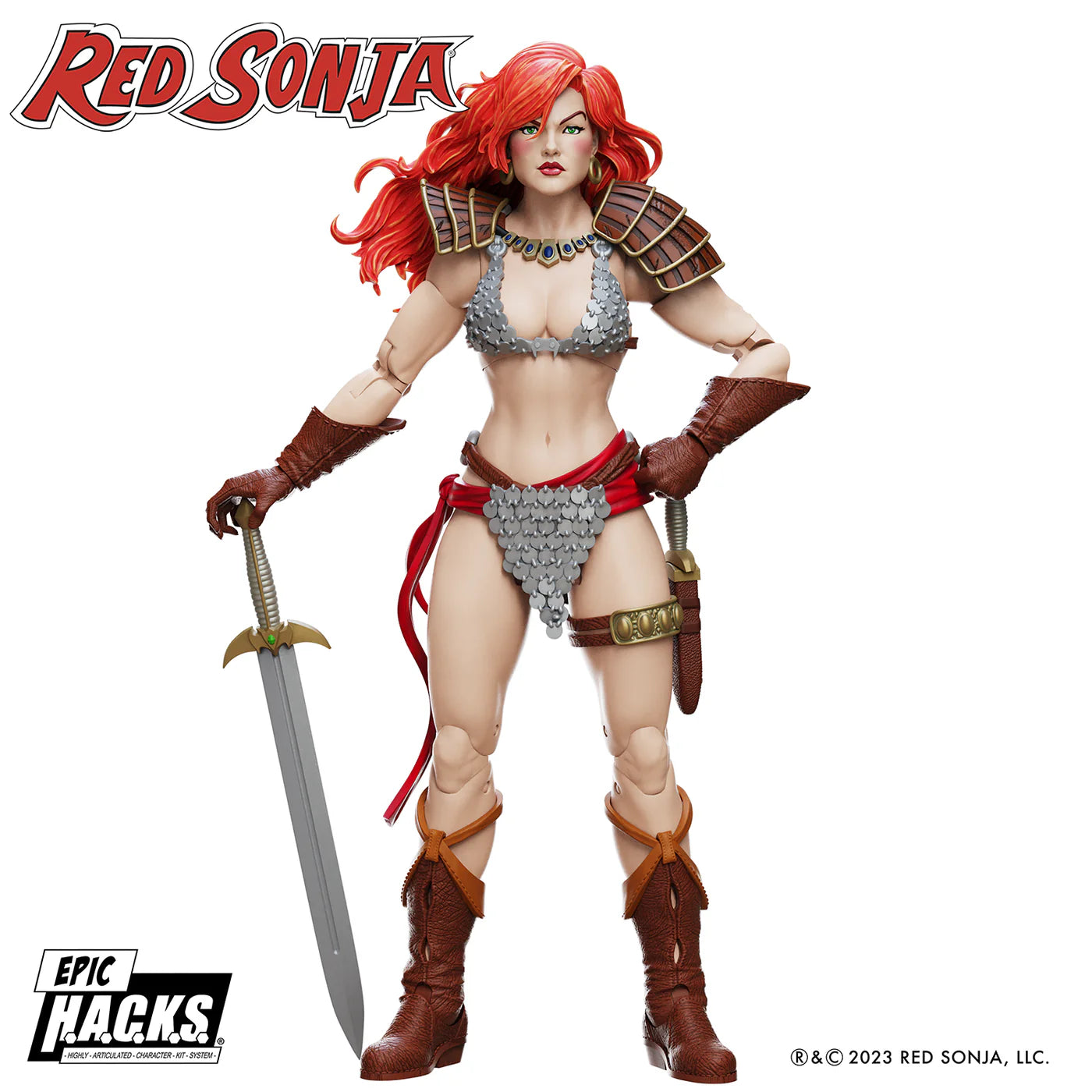 Red Sonja 50th Anniversary Epic H.A.C.K.S. 1:12 Scale Action Figure - Boss Fight Studio Llc new in box with sword and detailed armor
