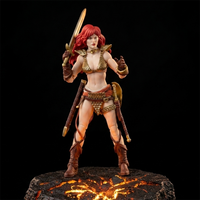 Red Sonja: Gold and Red Limited Edition Epic H.A.C.K.S. 1:12 Scale Action Figure - Boss Fight Studio Llc on lava base with sword and armor