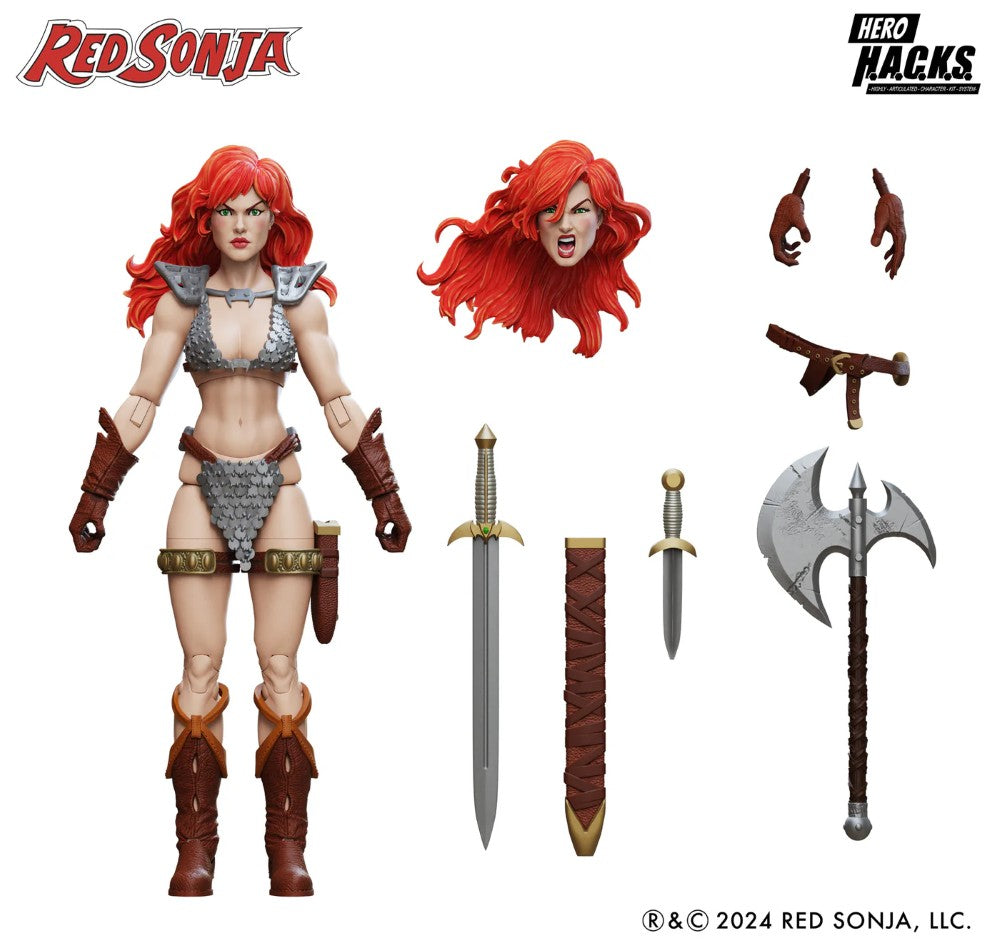 Red Sonja Hero H.A.C.K.S. 1:18 Scale Action Figure - Boss Fight Studio with extra head and weapon accessories new in box