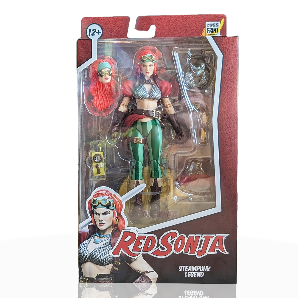 Red Sonja Steampunk Legend Epic H.A.C.K.S. 1:12 Scale Action Figure - Boss Fight Studio in packaging with accessories