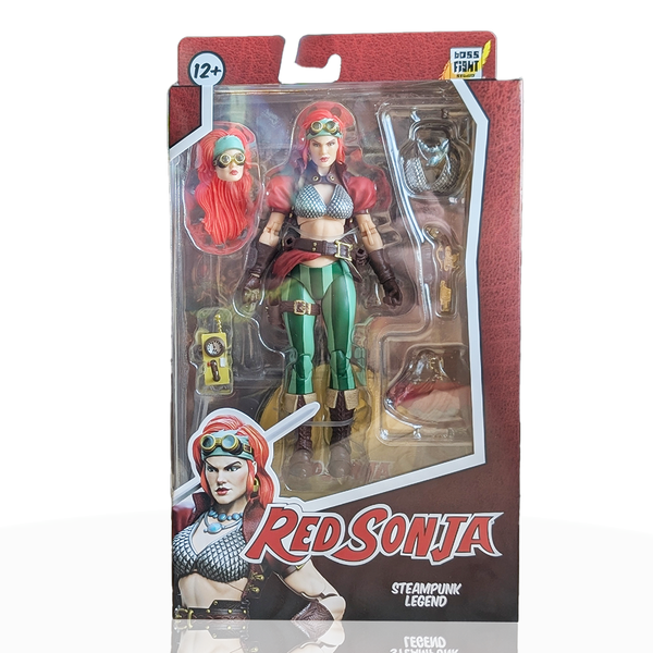 Red Sonja Steampunk Legend Epic H.A.C.K.S. 1:12 Scale Action Figure - Boss Fight Studio in packaging with accessories