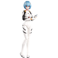 Blue-haired female figure wearing a white futuristic bodysuit with black and orange accents standing on a white background